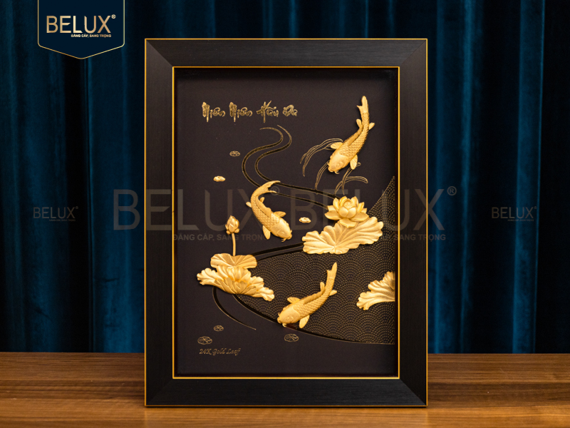 Tranh Niên Niên Hữu Dư Dát Vàng 24k 39x30cm